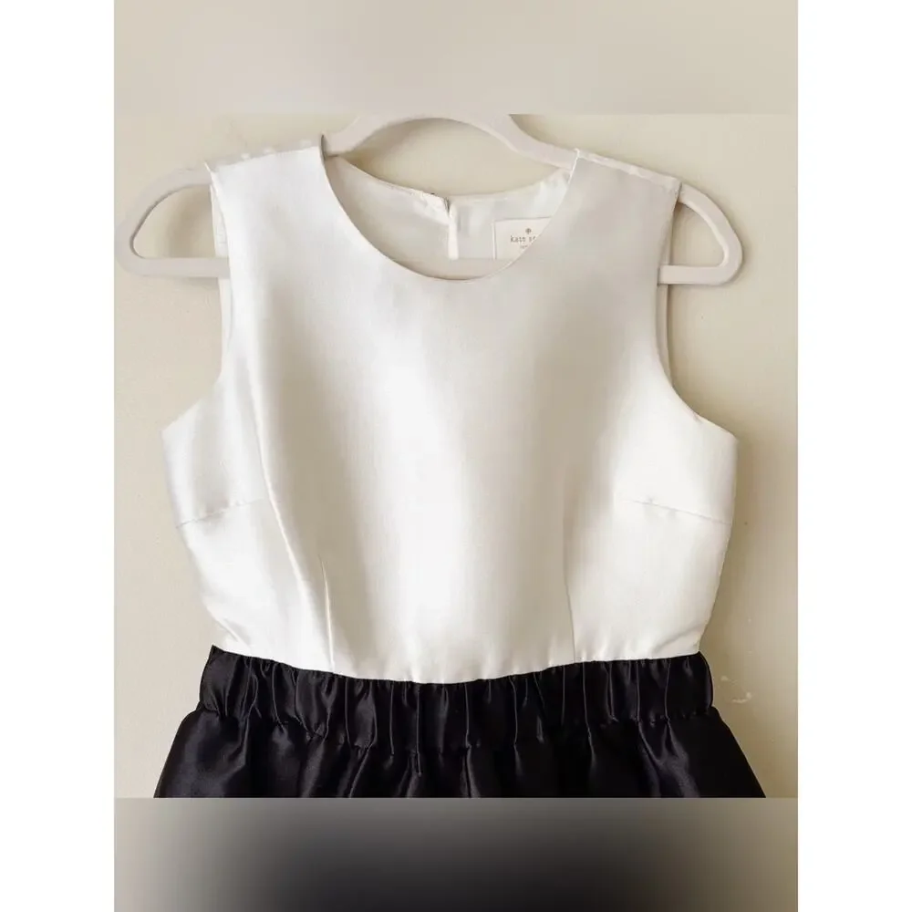 Kate Spade | Swift Mini Cocktail Dress Fit & Flare Satin Ivory Black Size 2